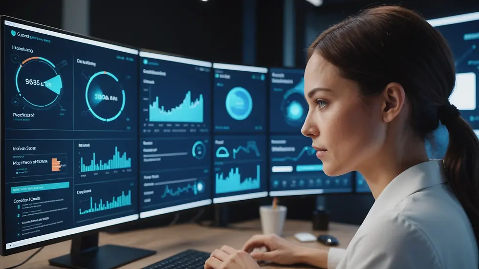 Eye-level view of modern AI technology interface displaying customer interaction metrics