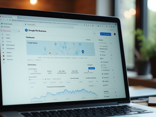 Google My Business dashboard on laptop screen