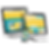 Computer and phone showing responsive website using blue teal, yellow, and white for color