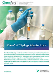 Produktbroschüre zeigt Funktionen des Chemfort® Spritzen Adapter-Locks