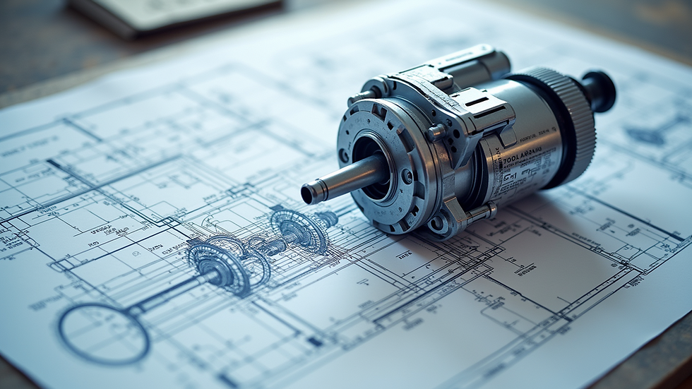 Close-up view of a mechanical engineering design blueprint