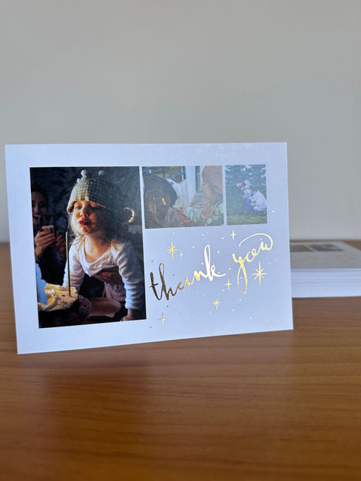 Thank you card with gold foiling
