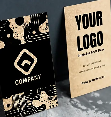 Business cards printed on a choice of premium card stocks and paper finishes.