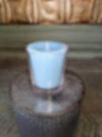 Glass Votive Candle Holder with Blue Candle