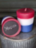 America Red White and Blue Apple Pie Unique Colored Scented Votive Candles and Sentsy Tart Melters