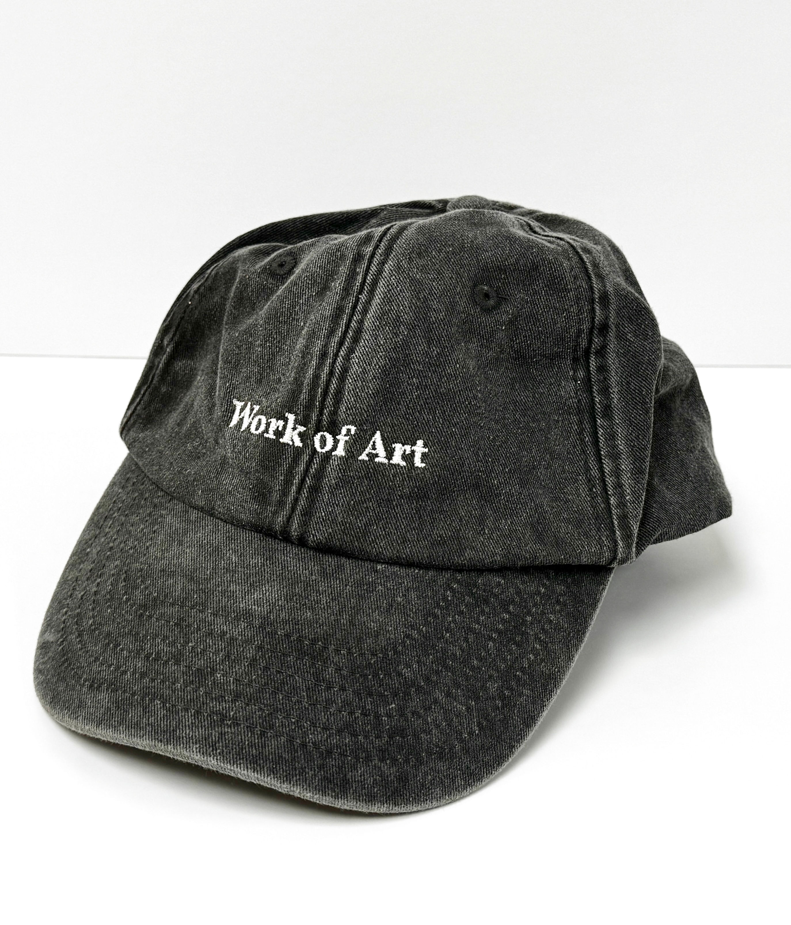  Vintage Dad Hat in black wash with  "Work of Art" embroidery