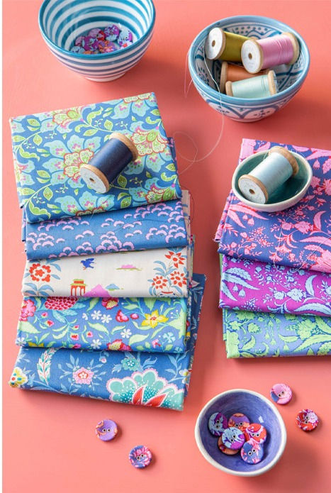 Thumbnail: Bloomsville Collection, Late Bloomer Lagoon TIL100511 Fabric