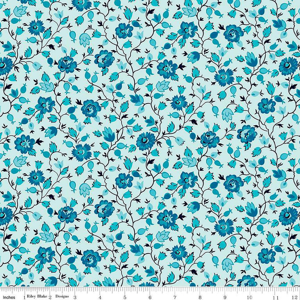 Brilliance C14223-Floral Blue by Gerri Robinson with Riley Blake Designs