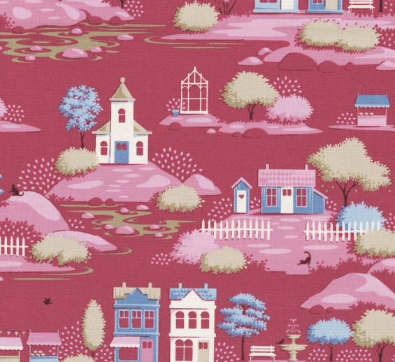 Village Life TIL110186 Village Burgundy by Tilda Fabric 110186