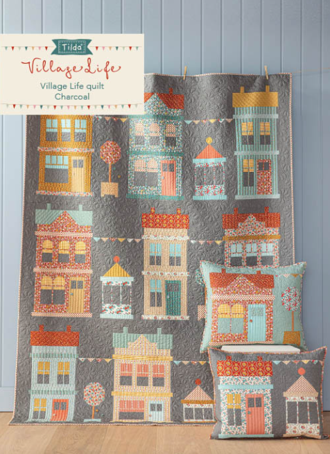 Tilda's 2026 Village Life Charcoal Quilt Pattern FREE Download Link
