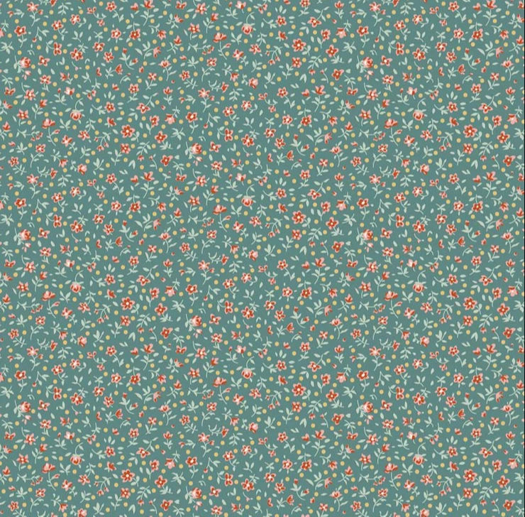 Village Life TIL110178 Village Mae Teal by Tilda Fabric 110178