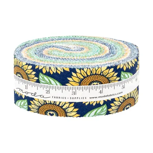Thumbnail: Sunflowers In My Heart Jelly Roll  Kate Spain 40 2.5" x 42" strips Moda 27320JR