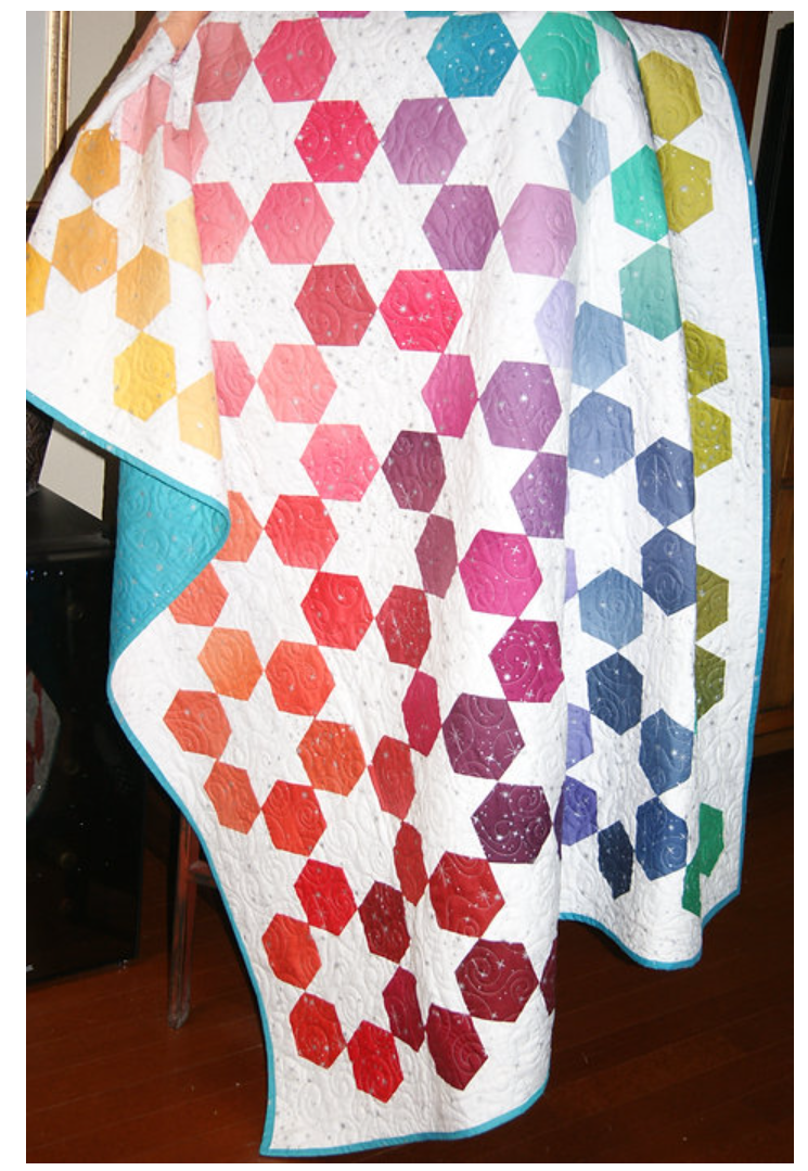 Thumbnail: Ombre Galaxy Hexagon Stars Quilt Kit 52 x 61 Fabric by Moda