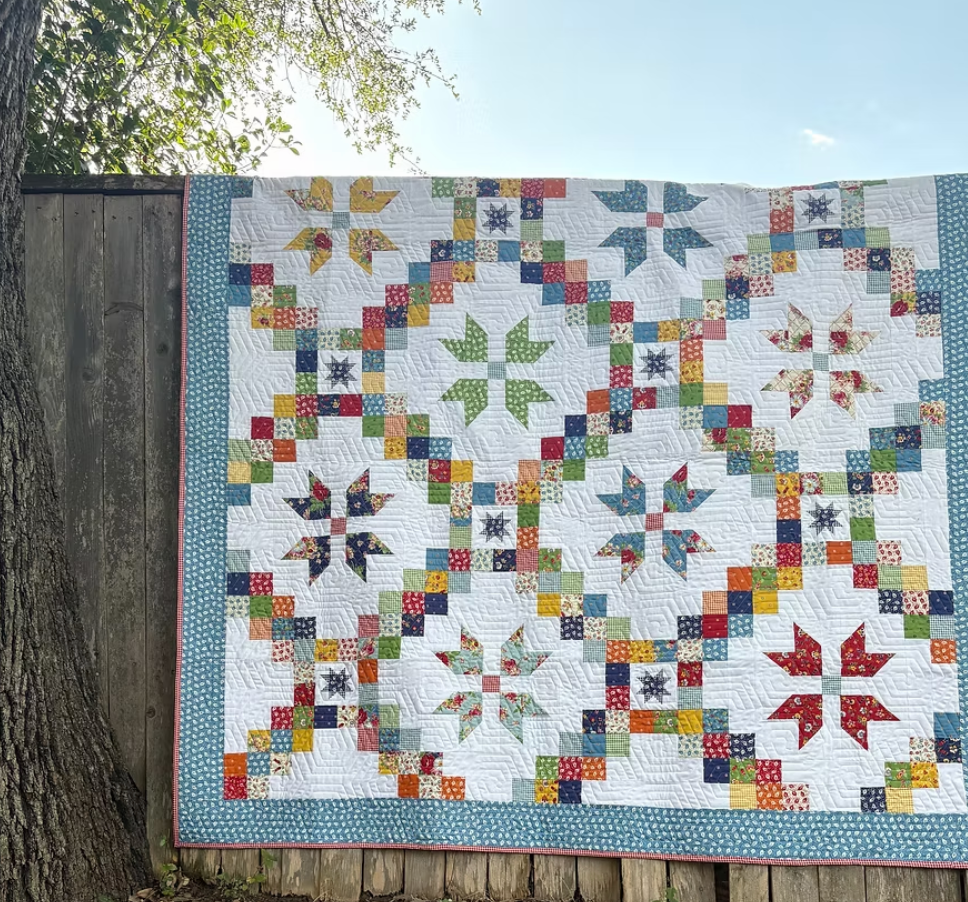 Thumbnail: Jelly Blooms Quilt Kit 68.5" x 68.5" Fabric by Moda