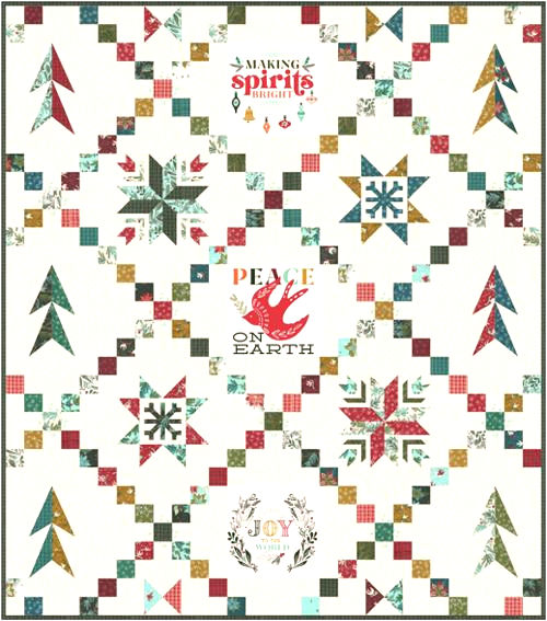 Thumbnail: Cheer Merriment Christmas Quilt Kit  58"x66"  KIT45530 Moda Fabrics