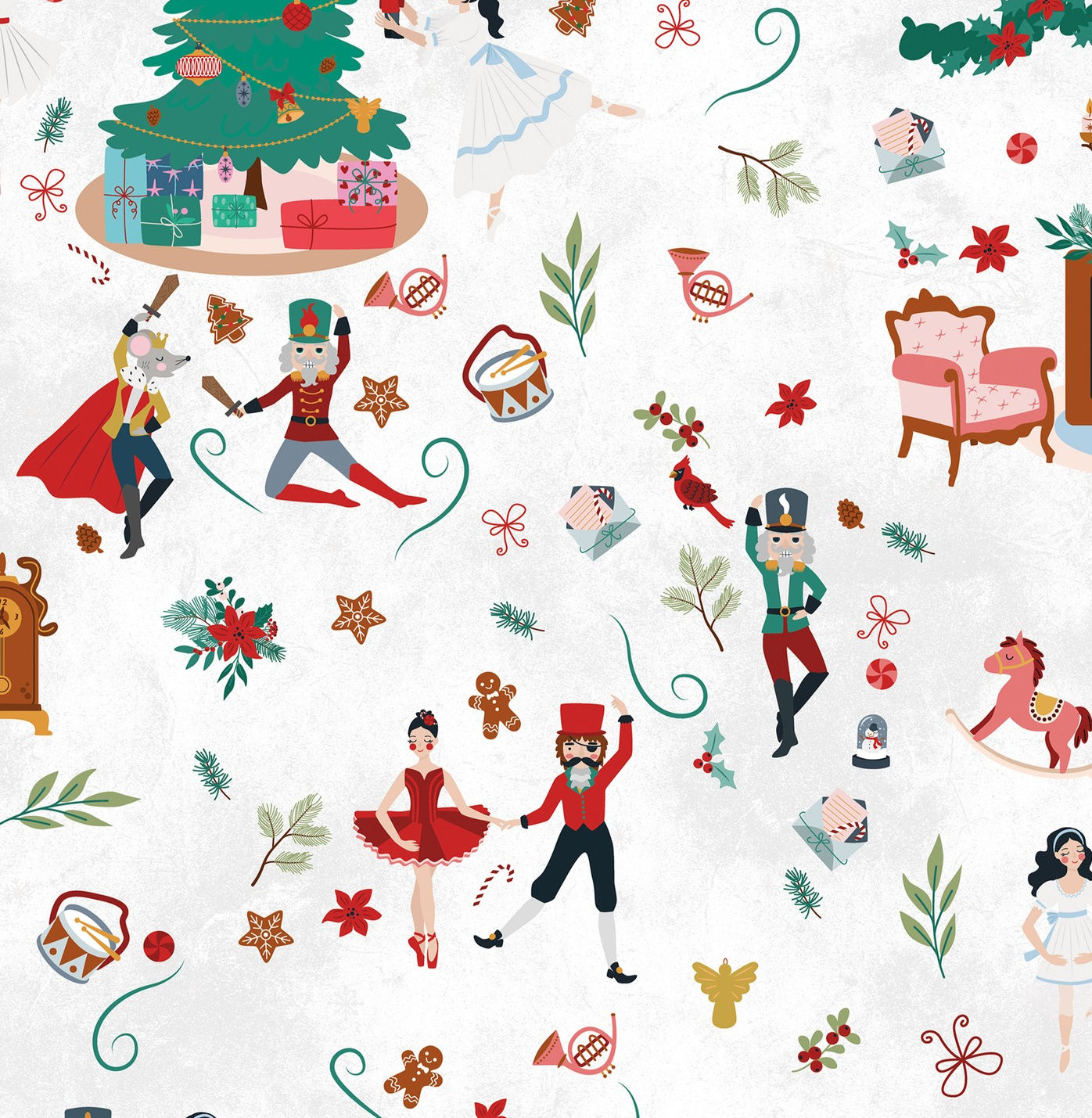 Nutcracker Tradition Tossed Icons C17670-Snow by Riley Blake