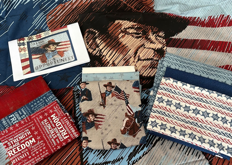 Thumbnail: Americana John Wayne Quilt Kit 77.5" x 85.5" Includes Backing