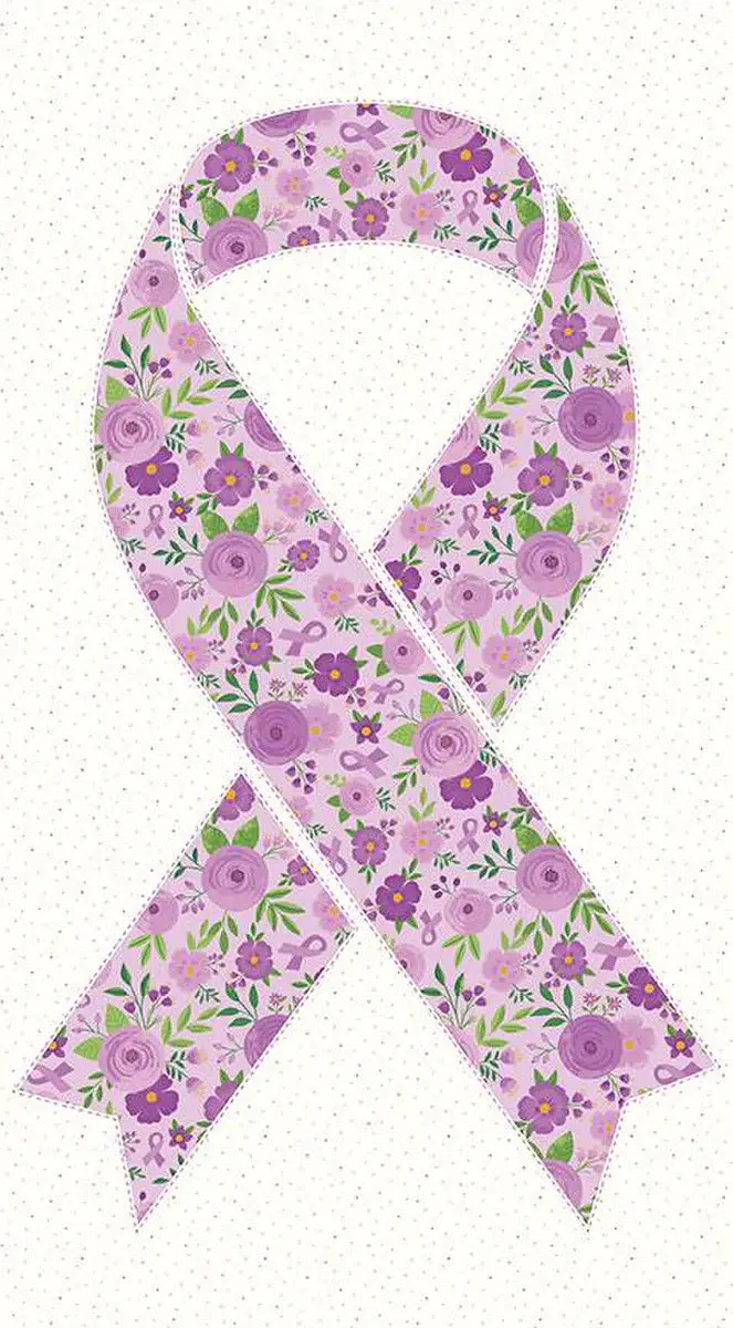 Strength in Lavender Ribbon Panel P13226 - Riley Blake Designs -Cancer Awareness