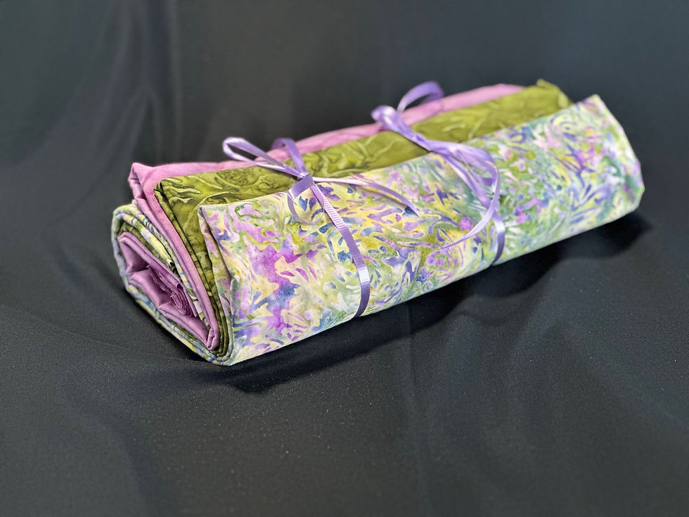 Thumbnail: Purples and Greens -3 Yard Quilt 44" x 60" Button Box Design