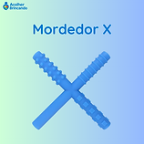 Mordedor Sensorial formato de X na cor azul.