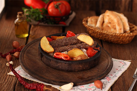 Turkish mixed kebab platter for two with lamb, chicken, meatballs and vegetables