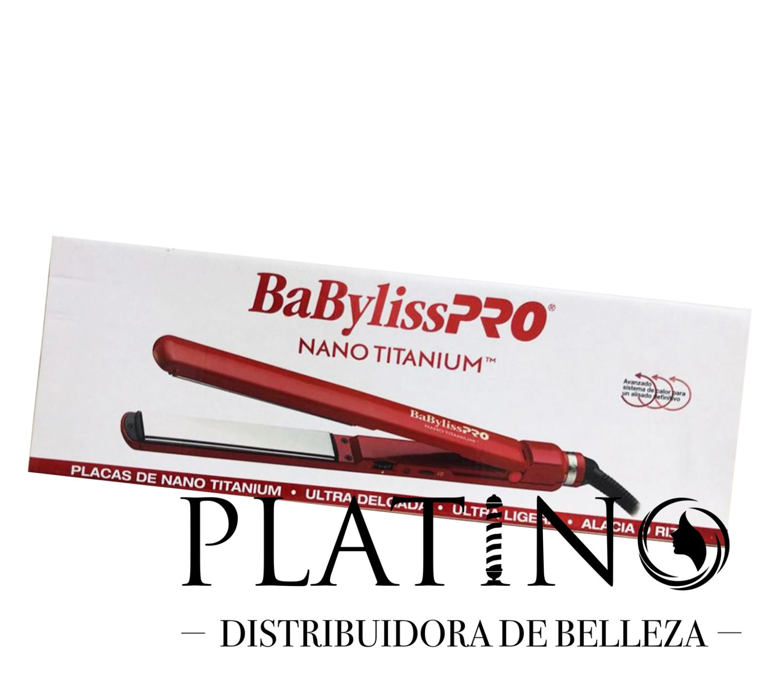 PLANCHA LISA RIZA BABYLISSPRO NANO TITANIUM ROJA