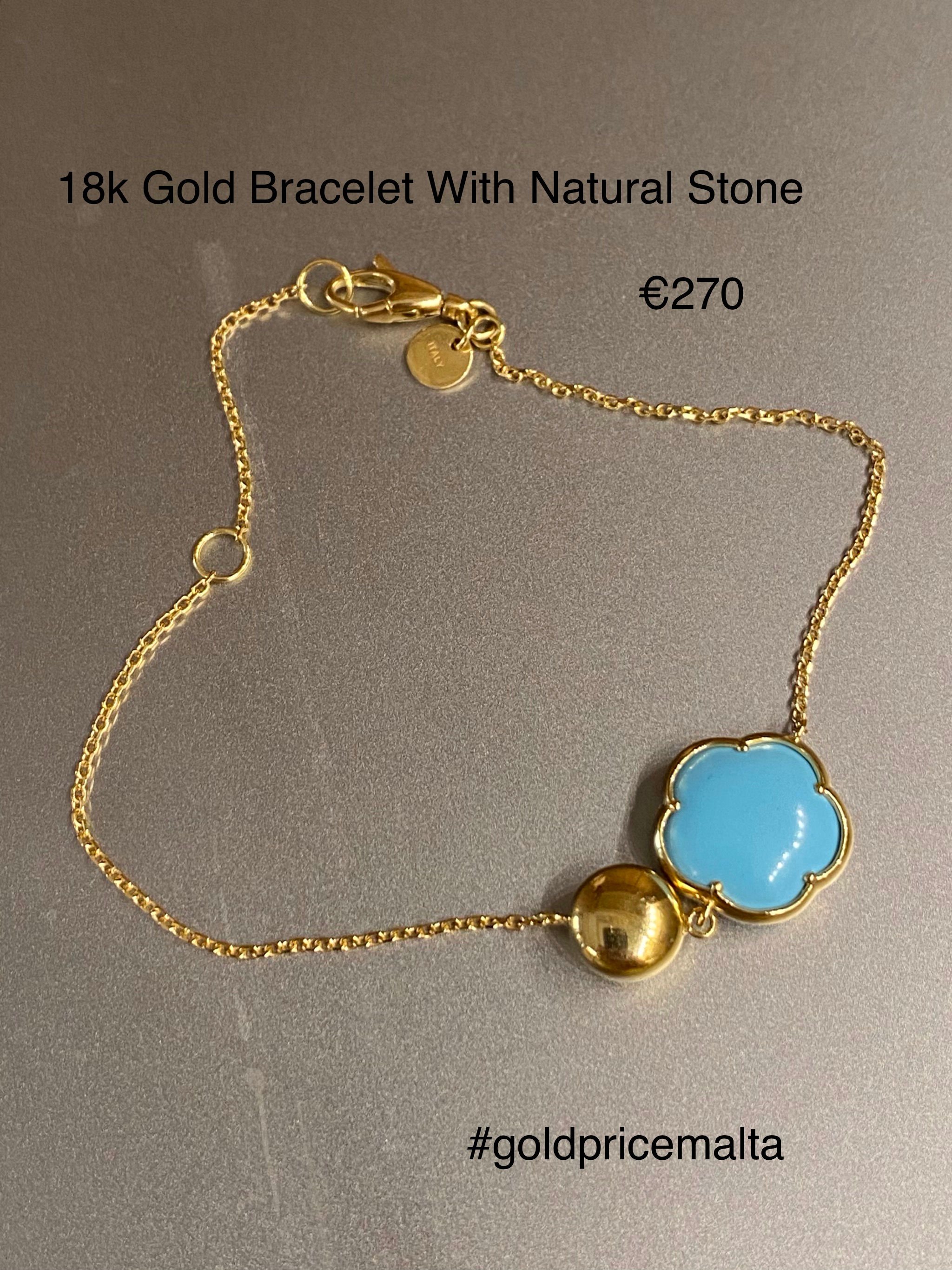 18k Gold Bracelet with Natural Stone