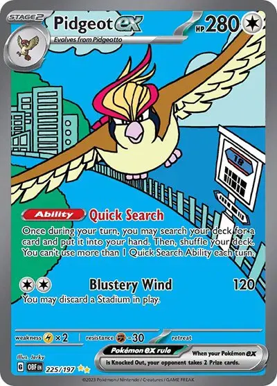 Pidgeot Ex Special Illustration Rare Obsidian Flames 225/197 English
