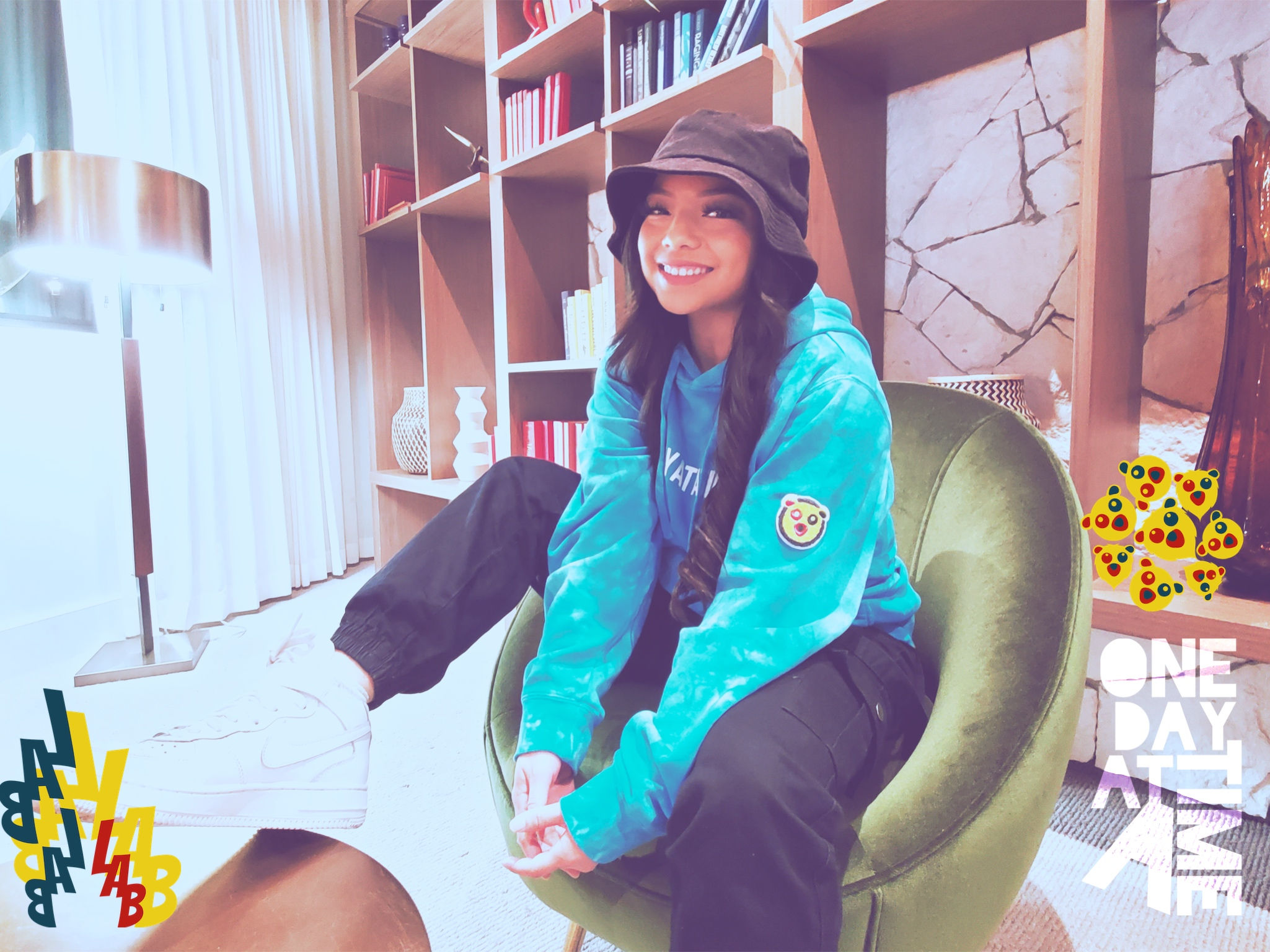 ONE DAY PRINT TIE DYE TURQUOISE MIDWEIGHT HOODIE