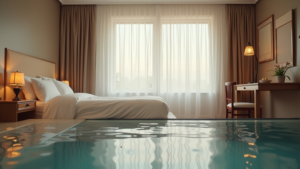 Vue en plongée d’une chambre d’hôtel propre et bien rangée