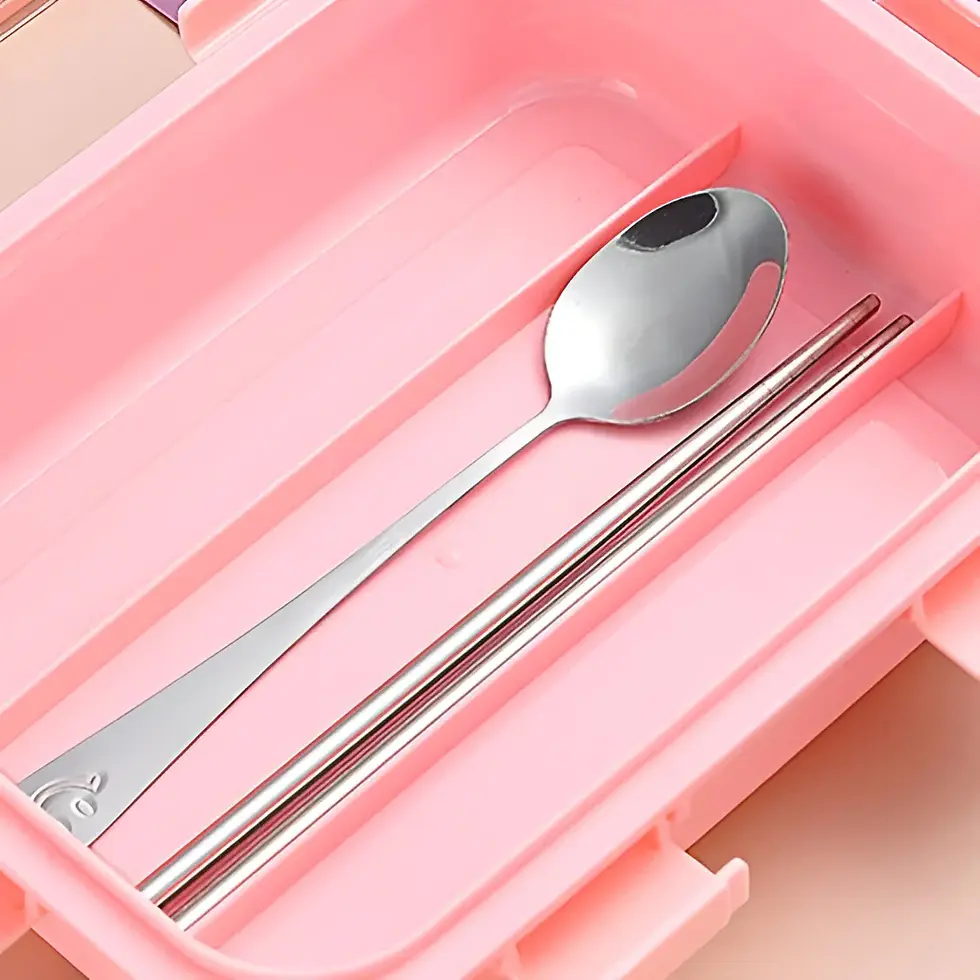 Thumbnail: 3 Compartment Leak Proof Lunch Box With Spoon & Chop Sticks (750 ml)