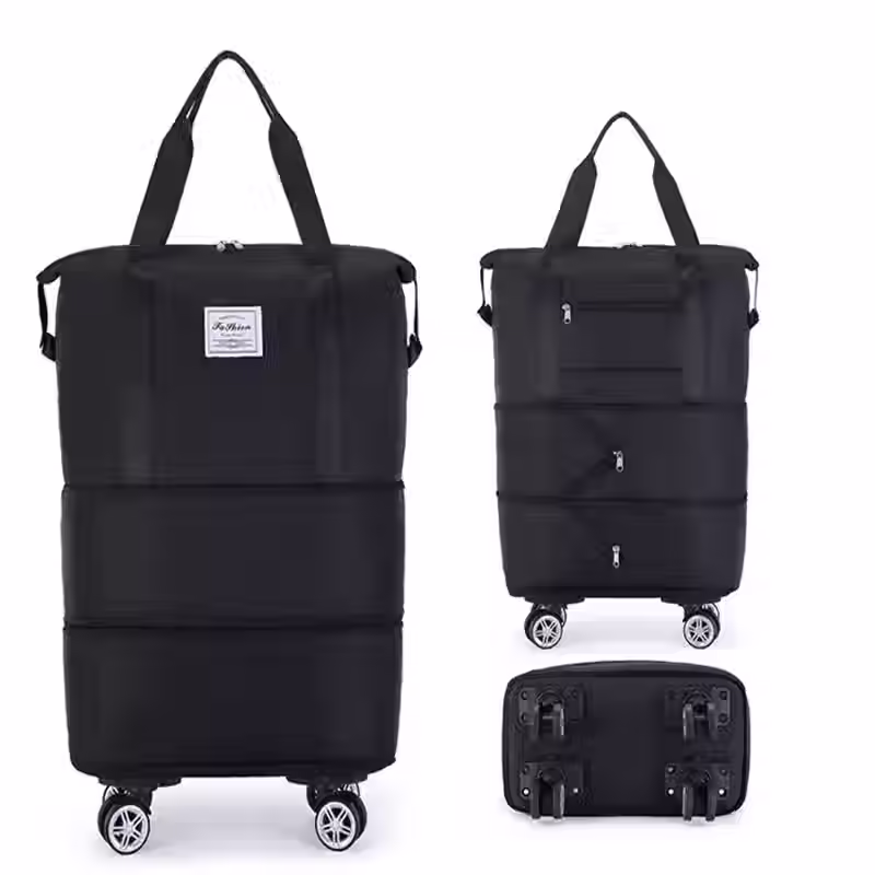 Blank Expandable Foldable Shopping Bag with Wheels