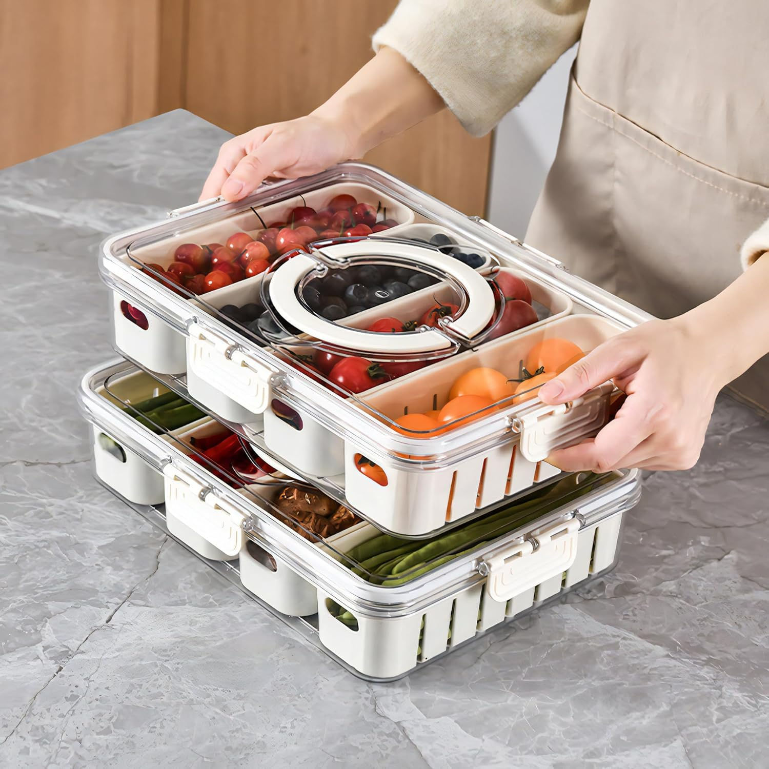 4 Slot Kitchen Container White