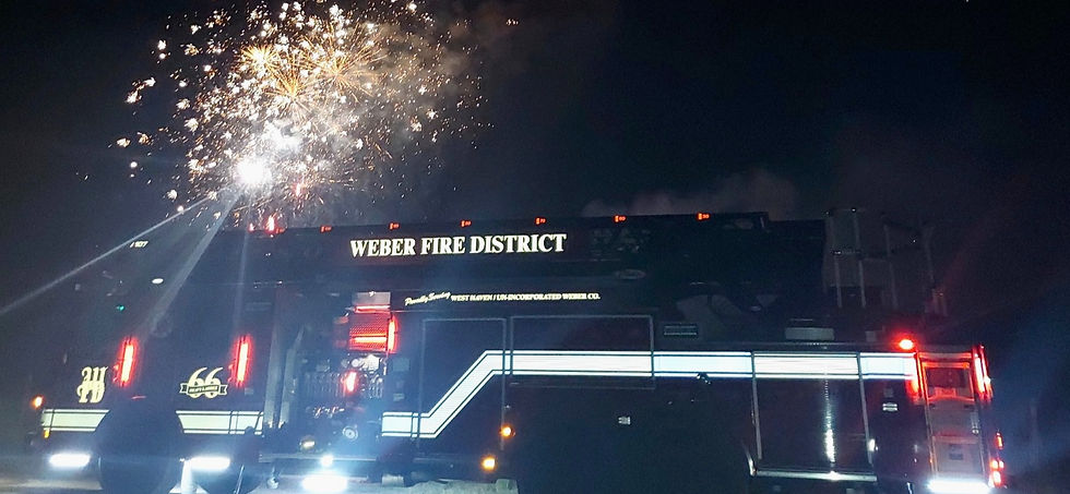 Weber Fire District Ladder truck with fireworks
