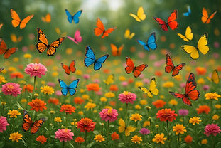 borboletas em um campo de flores