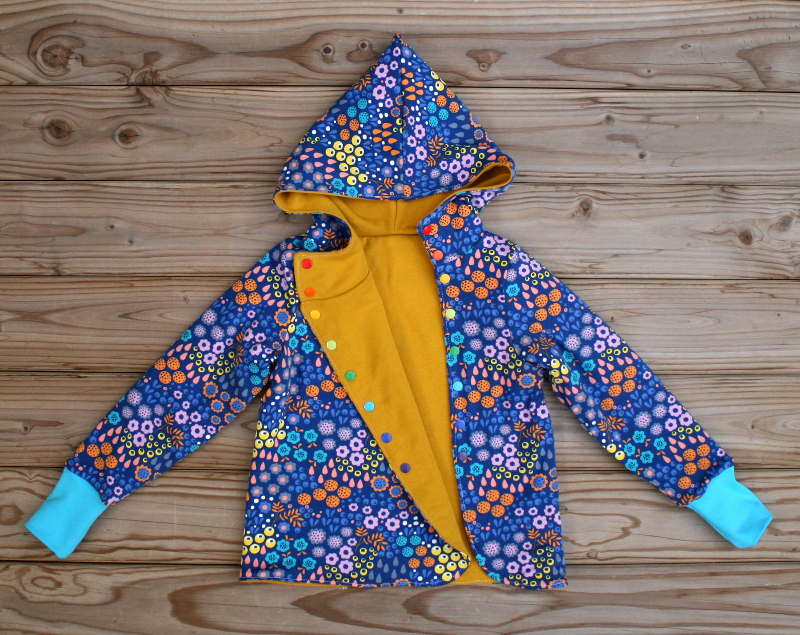 Gilet réversible Jaune/Baies et fleurs - 6/8A
