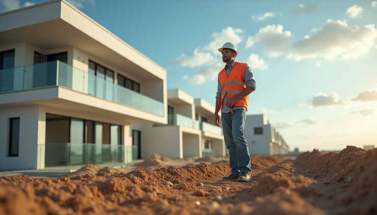 Eye-level view of a contractor inspecting a residential construction site in Sunny Isles FL