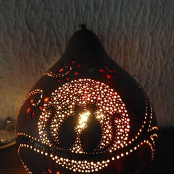 Lampe calebasse chats