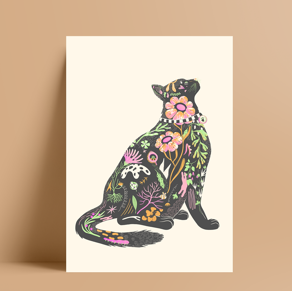 Cat Print, Wall Art, Cat Art, Glasgow Artist, Cat Lover Gift, Cat Mother, Looking Up