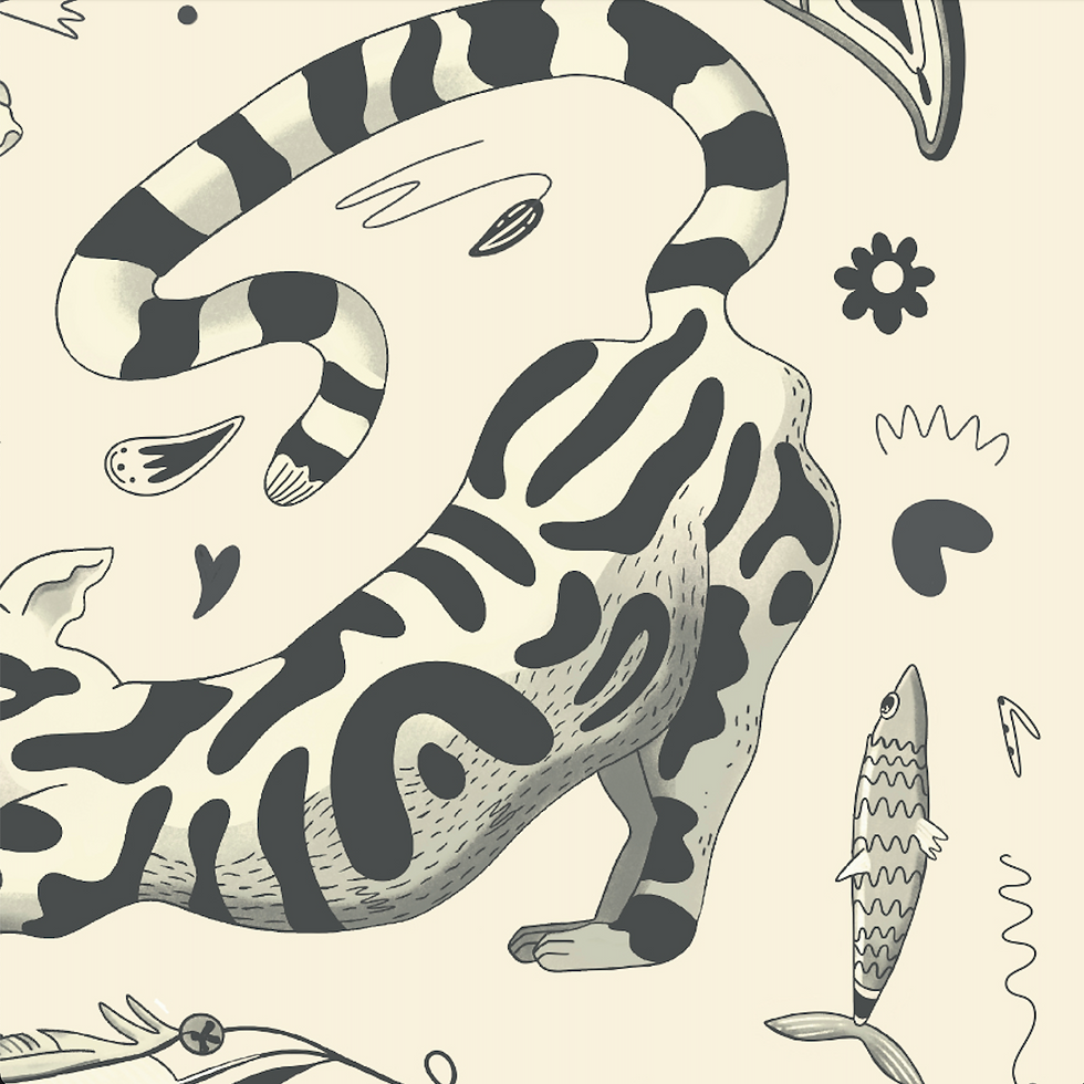 Thumbnail: Meow Cat Print - Monochrome