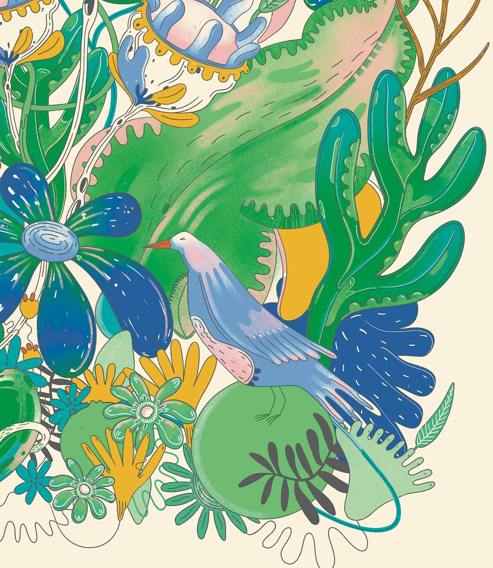 Thumbnail: bird print, plant print, green wall art, blue ands green print, bird art, plant art, plant wall art, alice brown