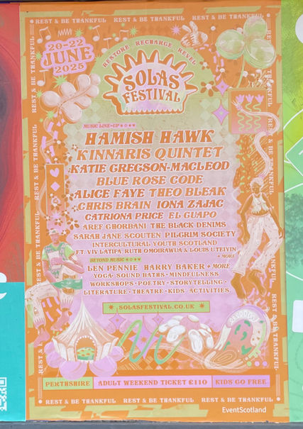 Alice Brown, Glasgow Graphic Designer, Solas Festival 2025 Large format poster, 4 poster designer 