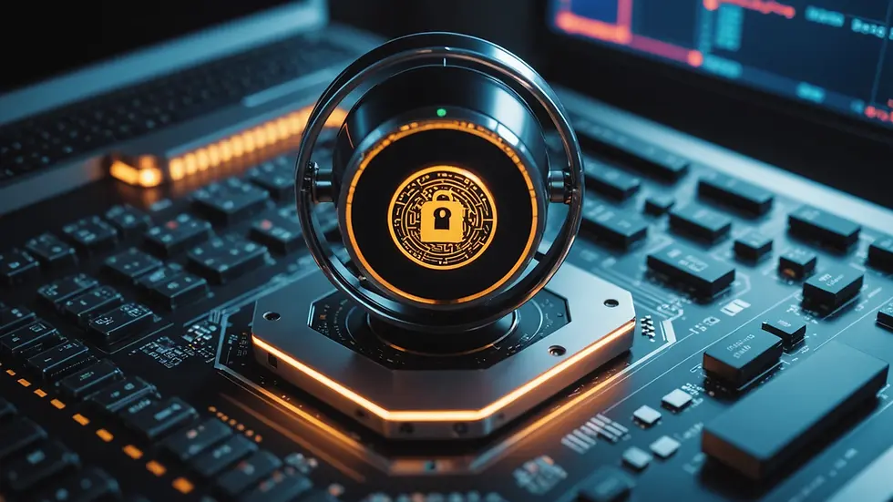 Close-up view of a sophisticated cybersecurity system