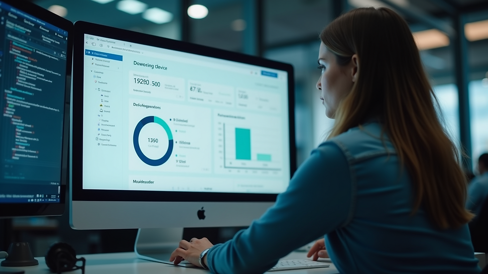 Close-up view of a computer screen showing a device management dashboard