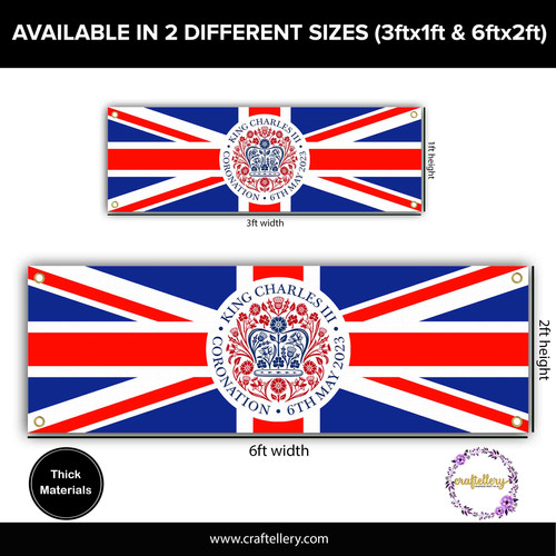 The Coronation Day Emblem Banner, Coronation Party Banner, Union Jack Banner Craftellery UK