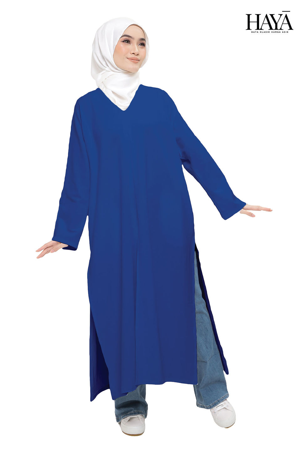 Thumbnail: V-neck Slit-front Maxi Long Dress