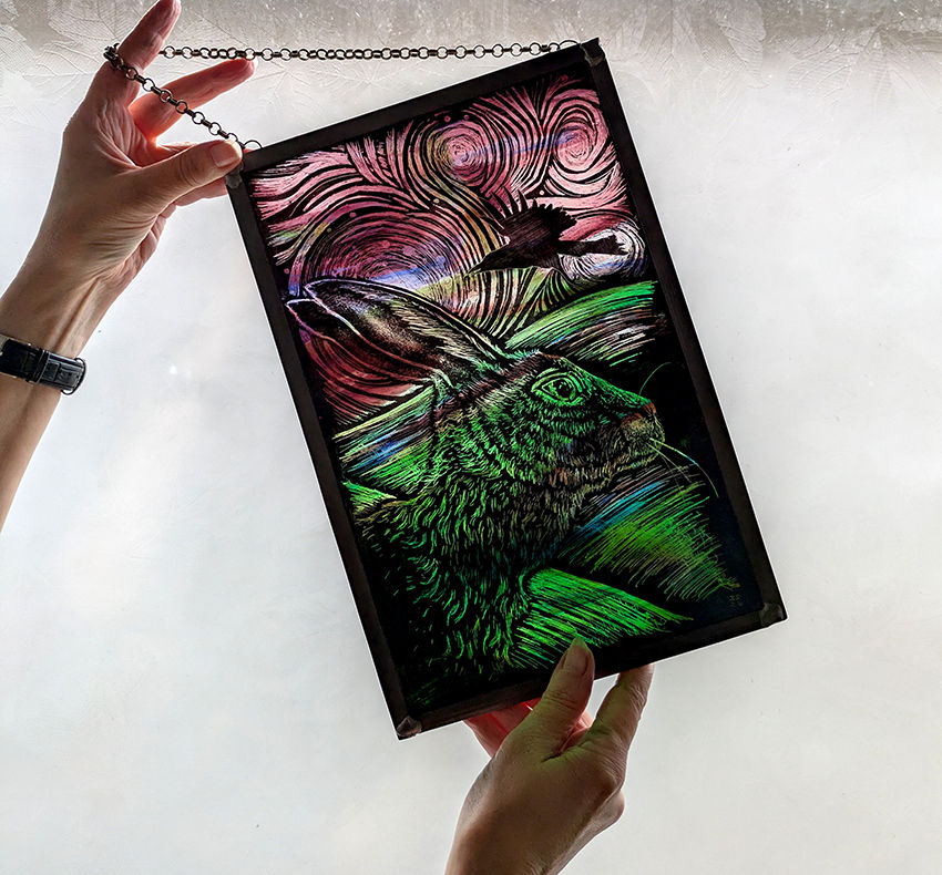 Thumbnail: Psychedelic Landscape, handmade stained glass