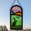 Thumbnail: Hares at Dawn, handmade stained glass