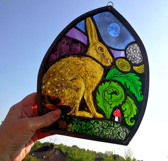 Hare stained glass