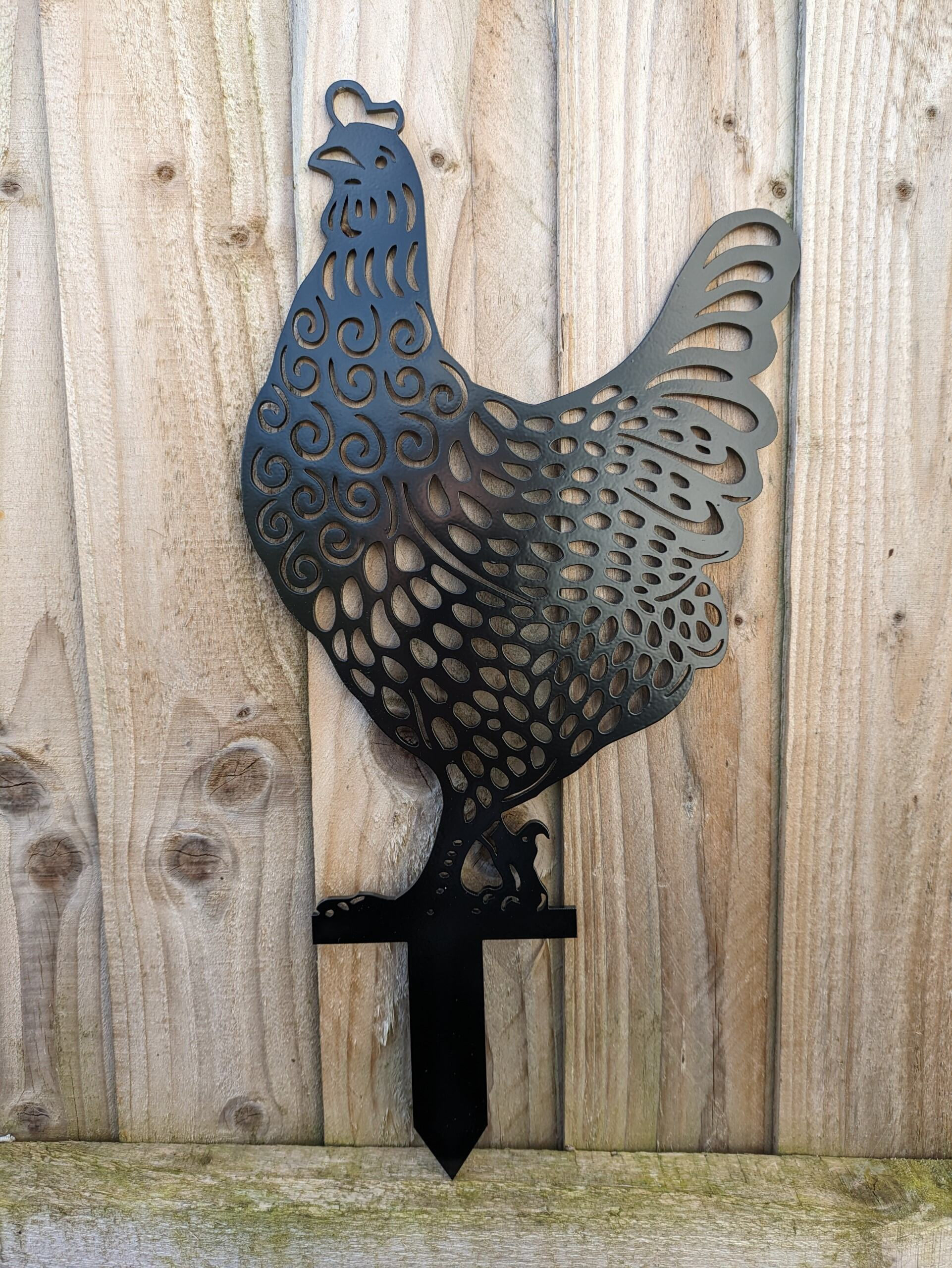 Chicken 3 garden stake